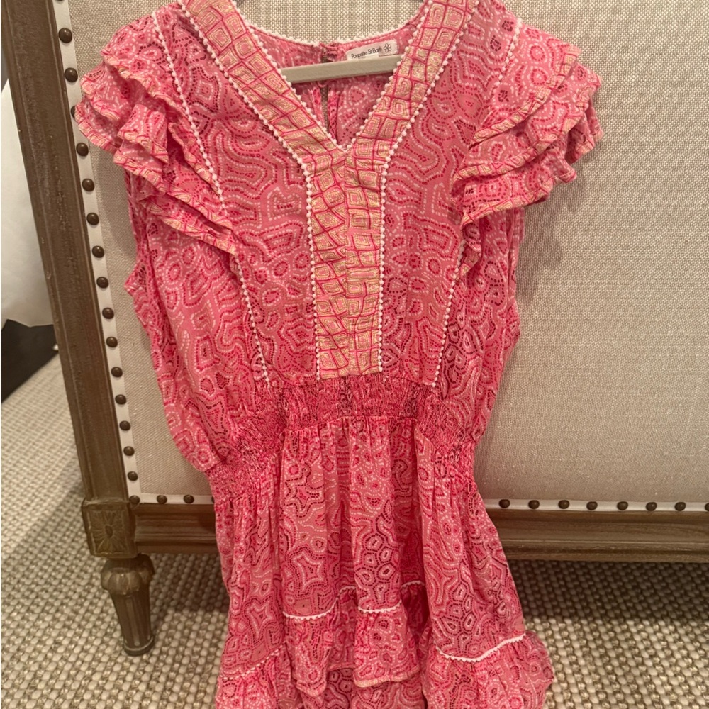 Poupette St. Barth Pink and White Patterned Dress